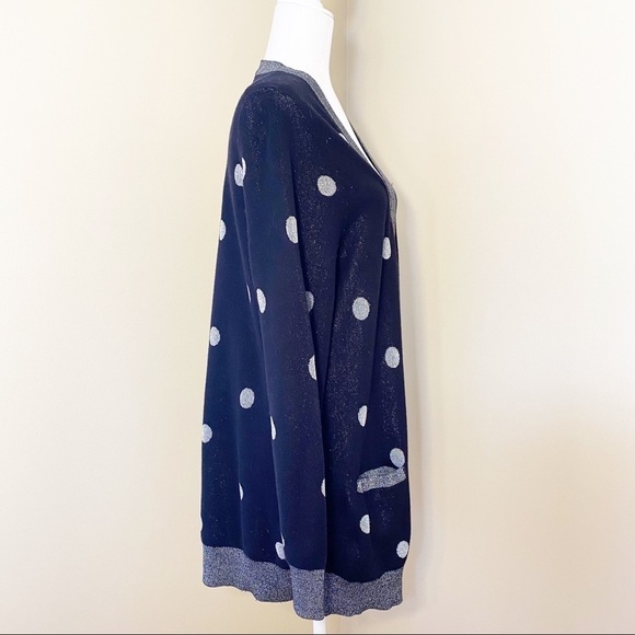 Crown & Ivy Metallic Polka Dot Black Cardigan - 2X - Picture 2 of 9